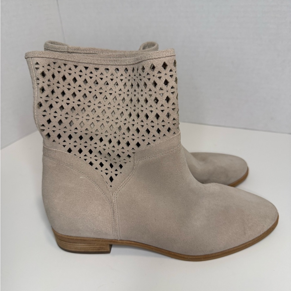 Michael Kors Perforated Suede Ankle Booties Beige